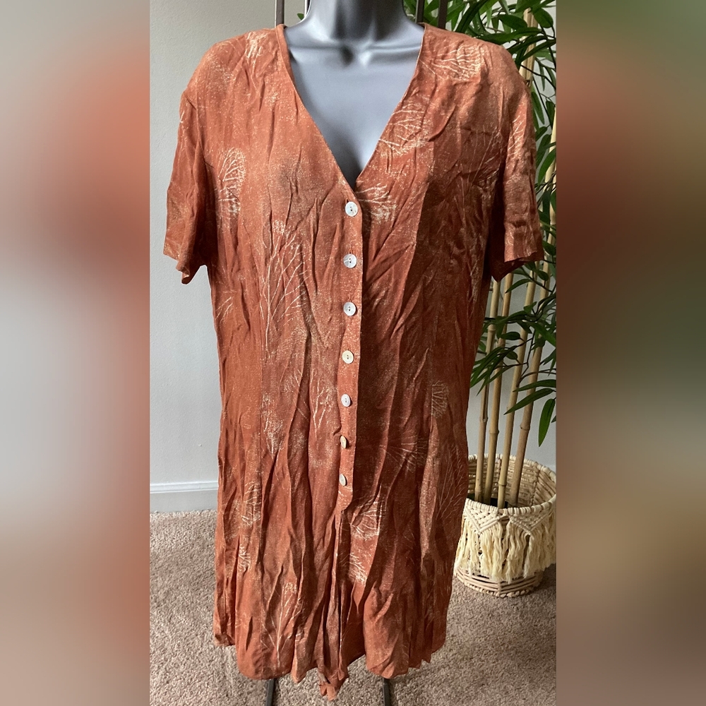 Isabel Ardee Brown Rust Patterned Button-Up Romper